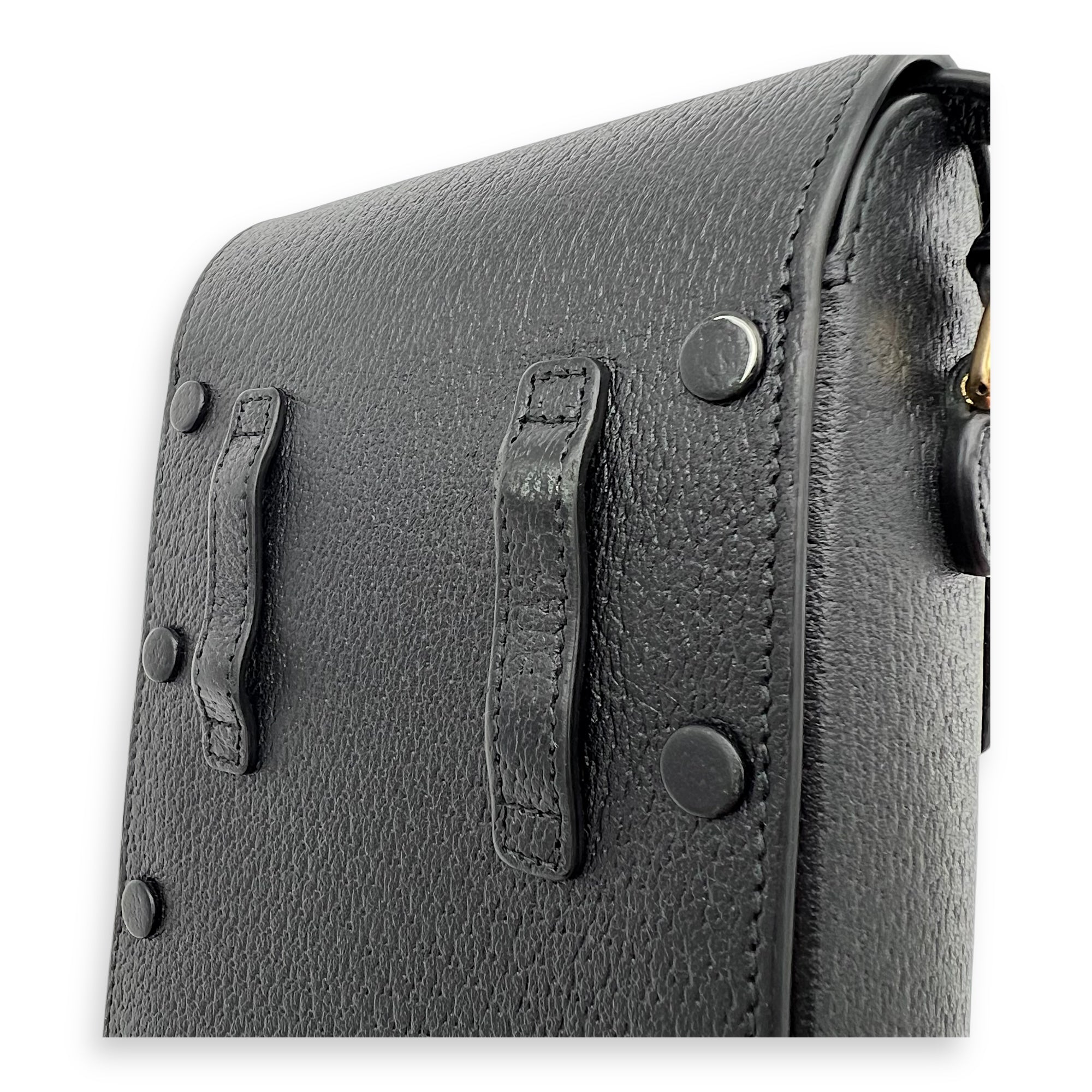 Horsebit 1955 Crossbody Bag Super Mini Black in Calfskin, Gold hardware - Image 12