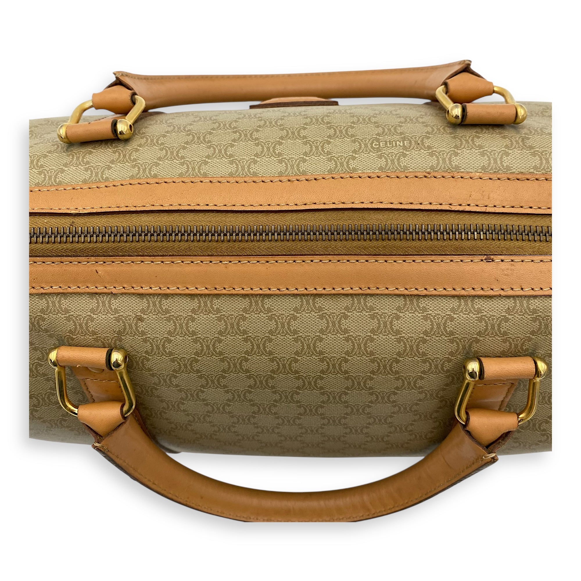 Macadam Top Handle Bag Beige in Coated Canvas, Gold hardware - Image 15