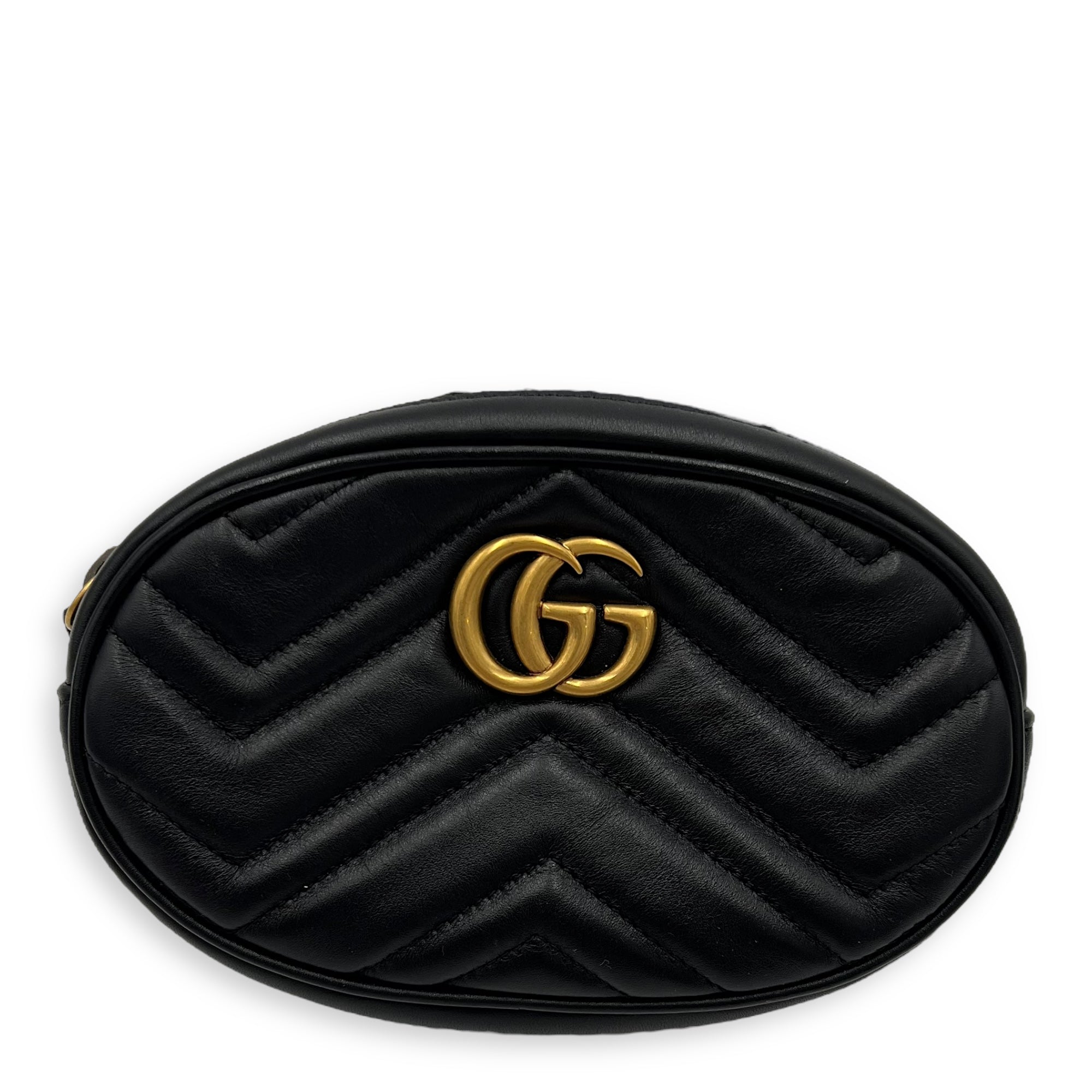 GG Marmont Belt Bag Black in Calfskin, Gold hardware