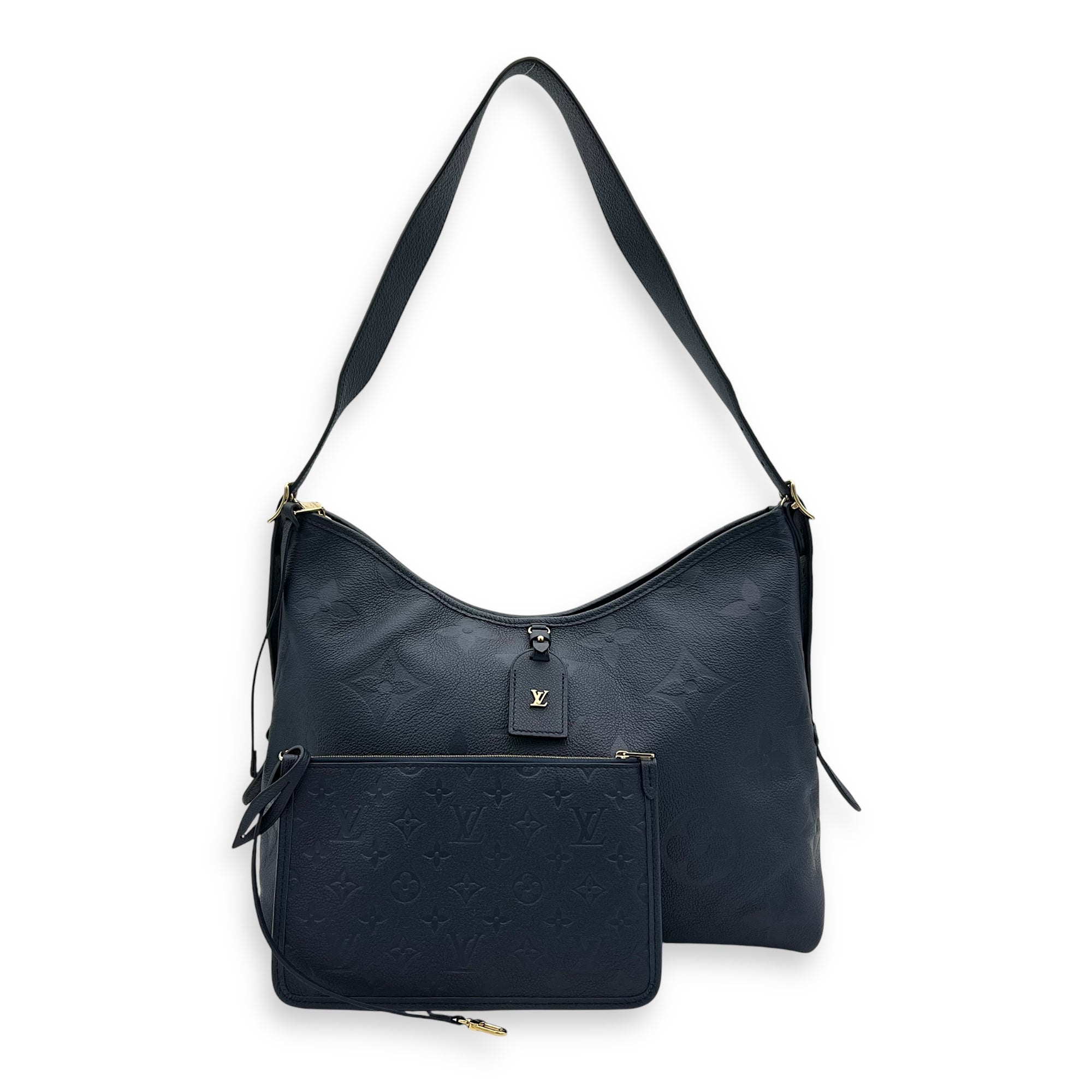Carryall MM Blue Shoulder Bag in Empreinte Leather, Gold hardware - Image 14
