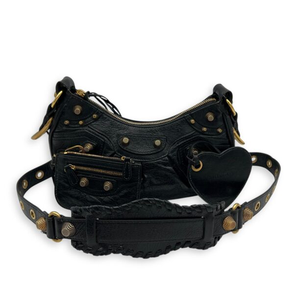 Le Cagole XS Black Shoulder Bag in Distressed Leather, Gold hardware - Image 13