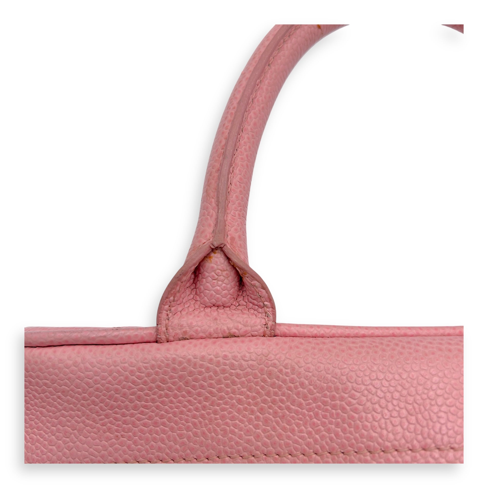 Bowling Pink Top Handle Bag in Caviar Leather, Gold hardware - Image 12