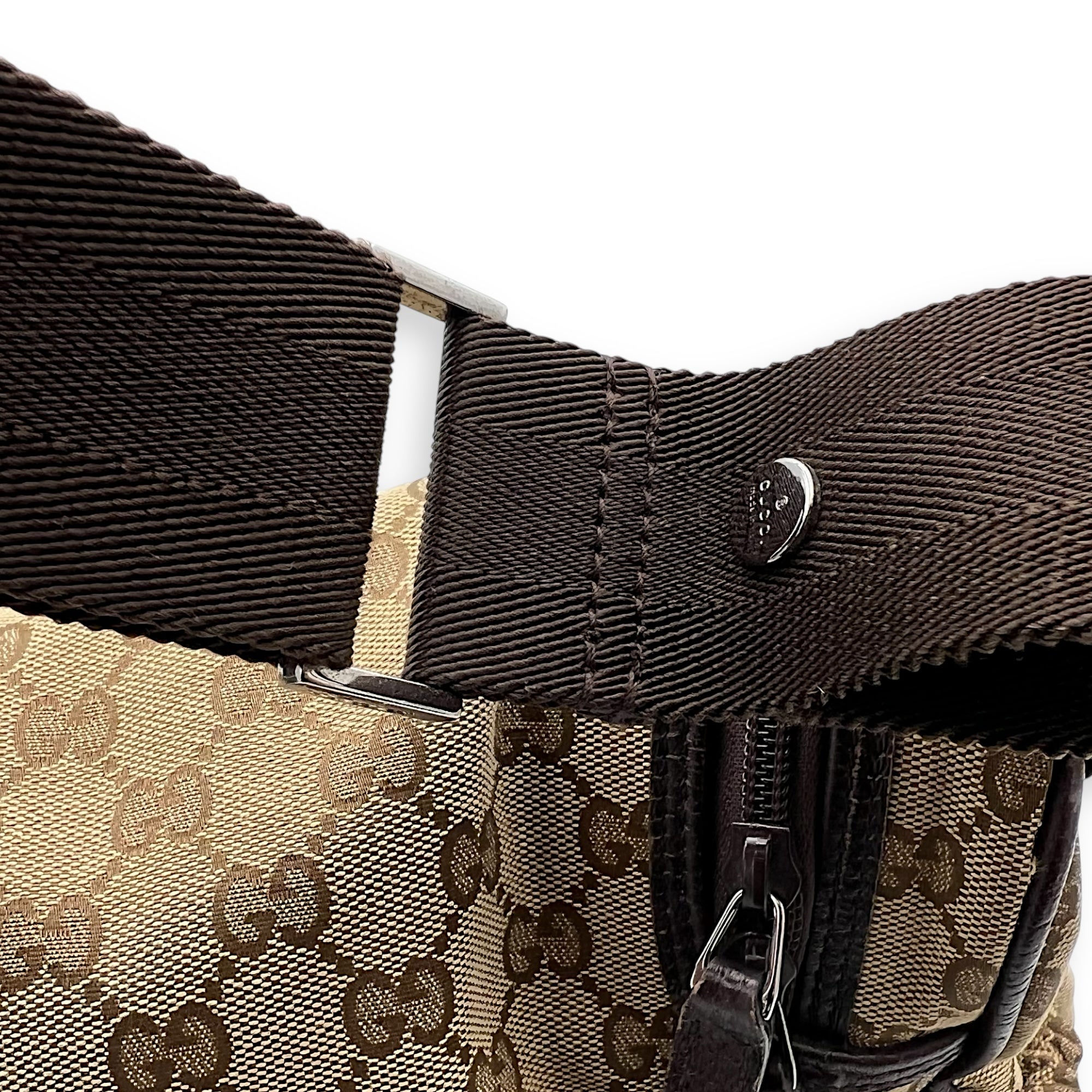 GG Shoulder Bag Brown in Canvas, Silver hardware - Image 14