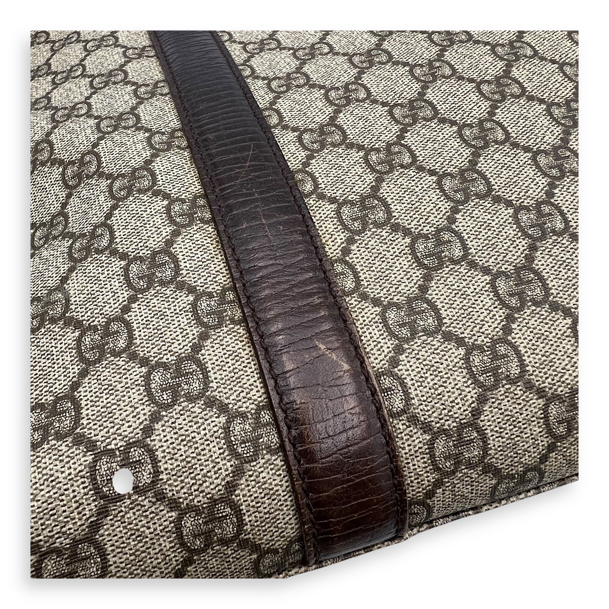 Vintage Top Handle Bag Brown in Coated Canvas, Silver hardware - Image 14