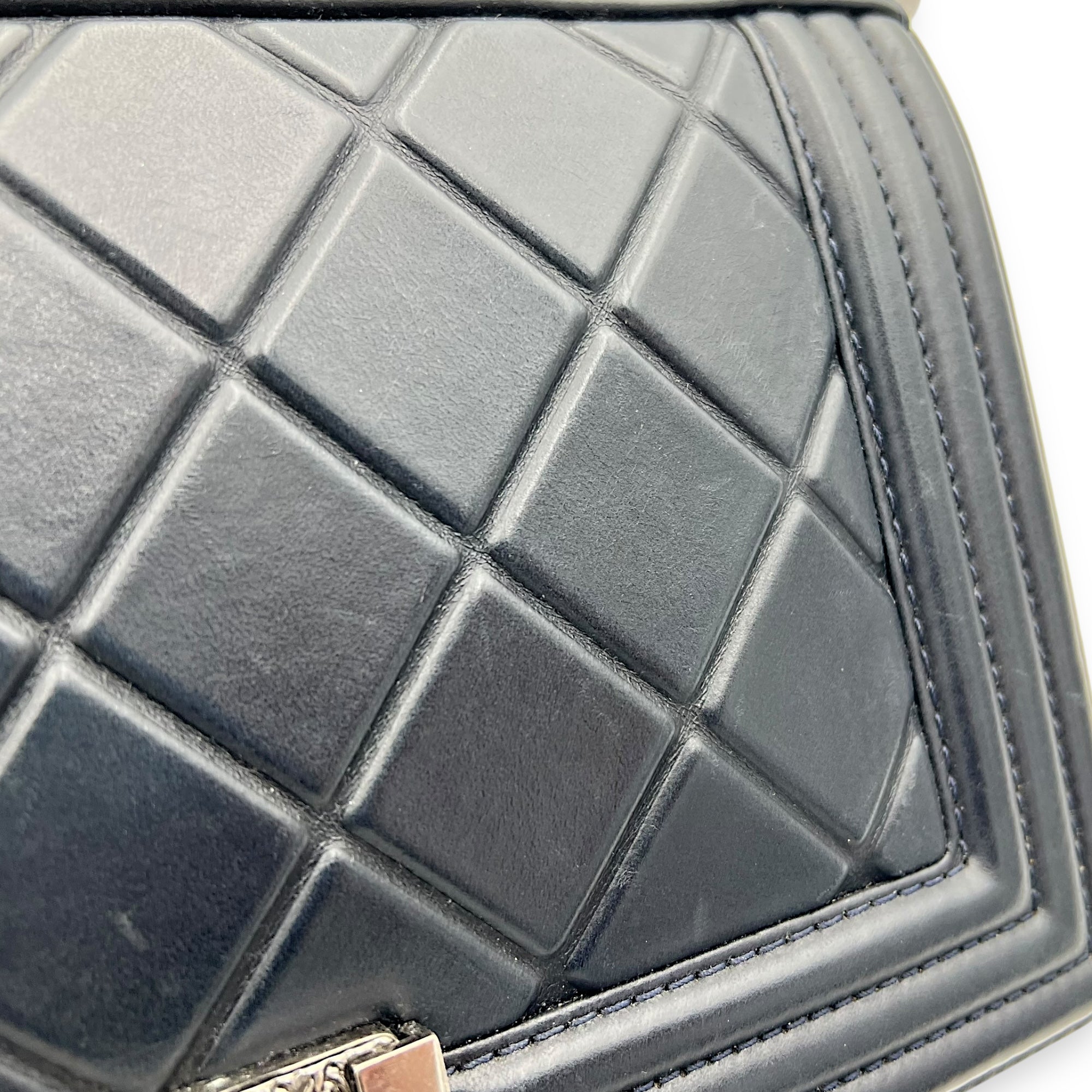 Boy Medium Blue Shoulder Bag in Lambskin, Ruthenium hardware - Image 15