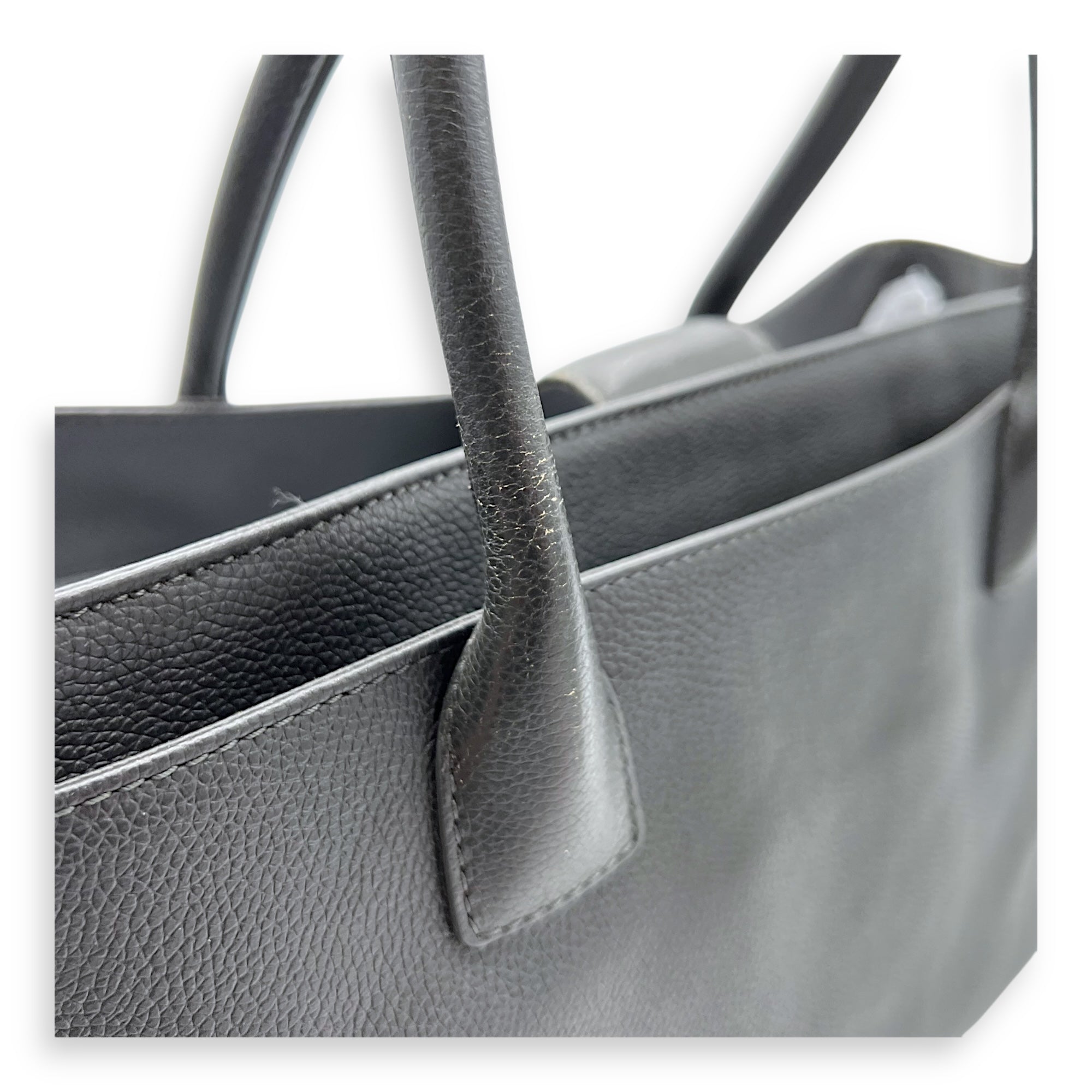 Executive Perf Top Handle Bag Grey in Calfskin, Silver hardware - Image 17