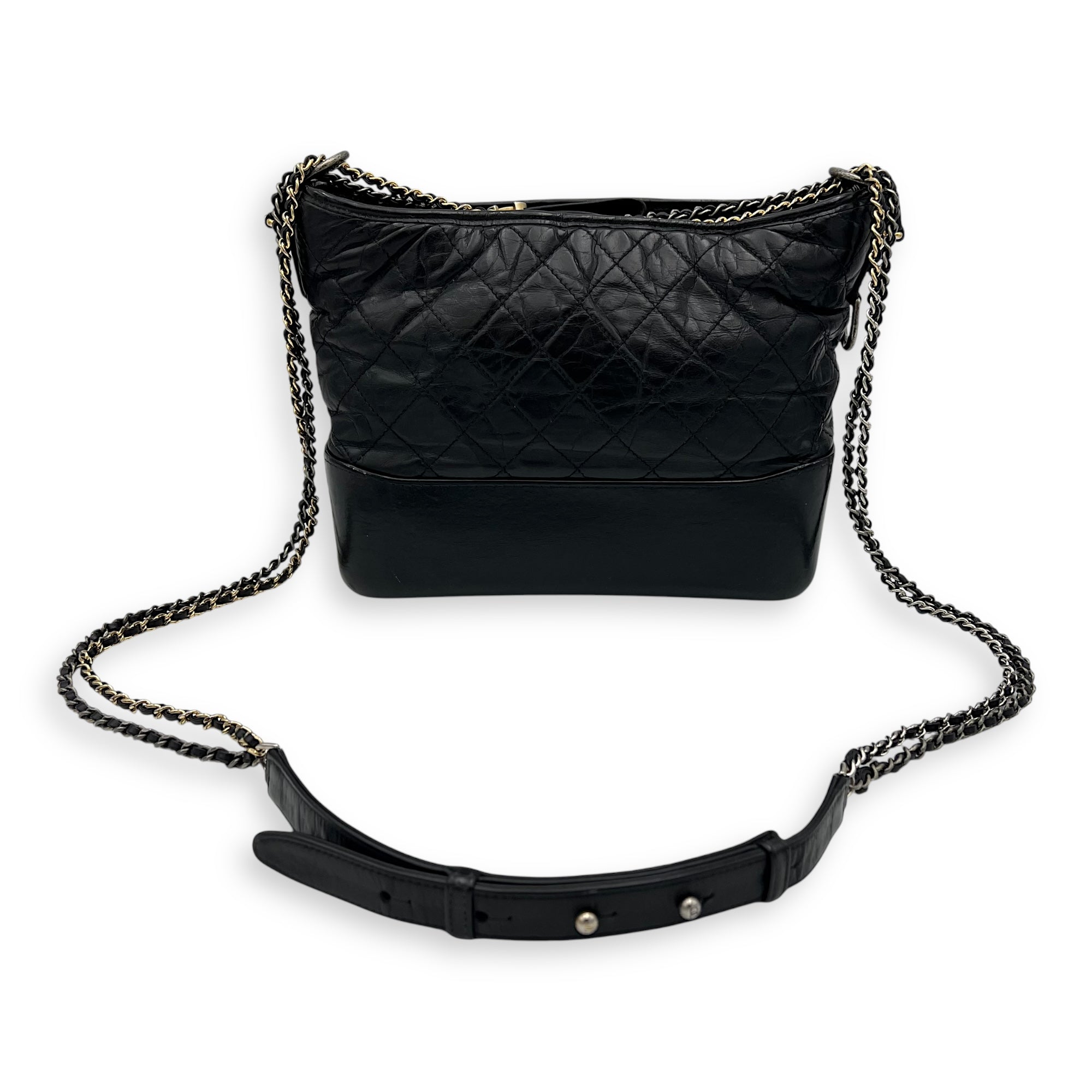 Gabrielle Medium Black Shoulder Bag in Calfskin, Mixed hardware - Image 12