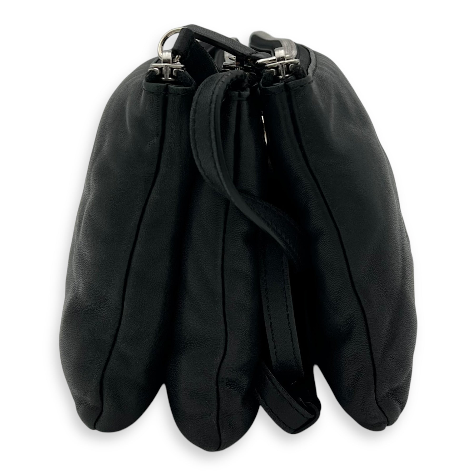 Trio Black Crossbody Bag in Lambskin, Gold hardware - Image 4