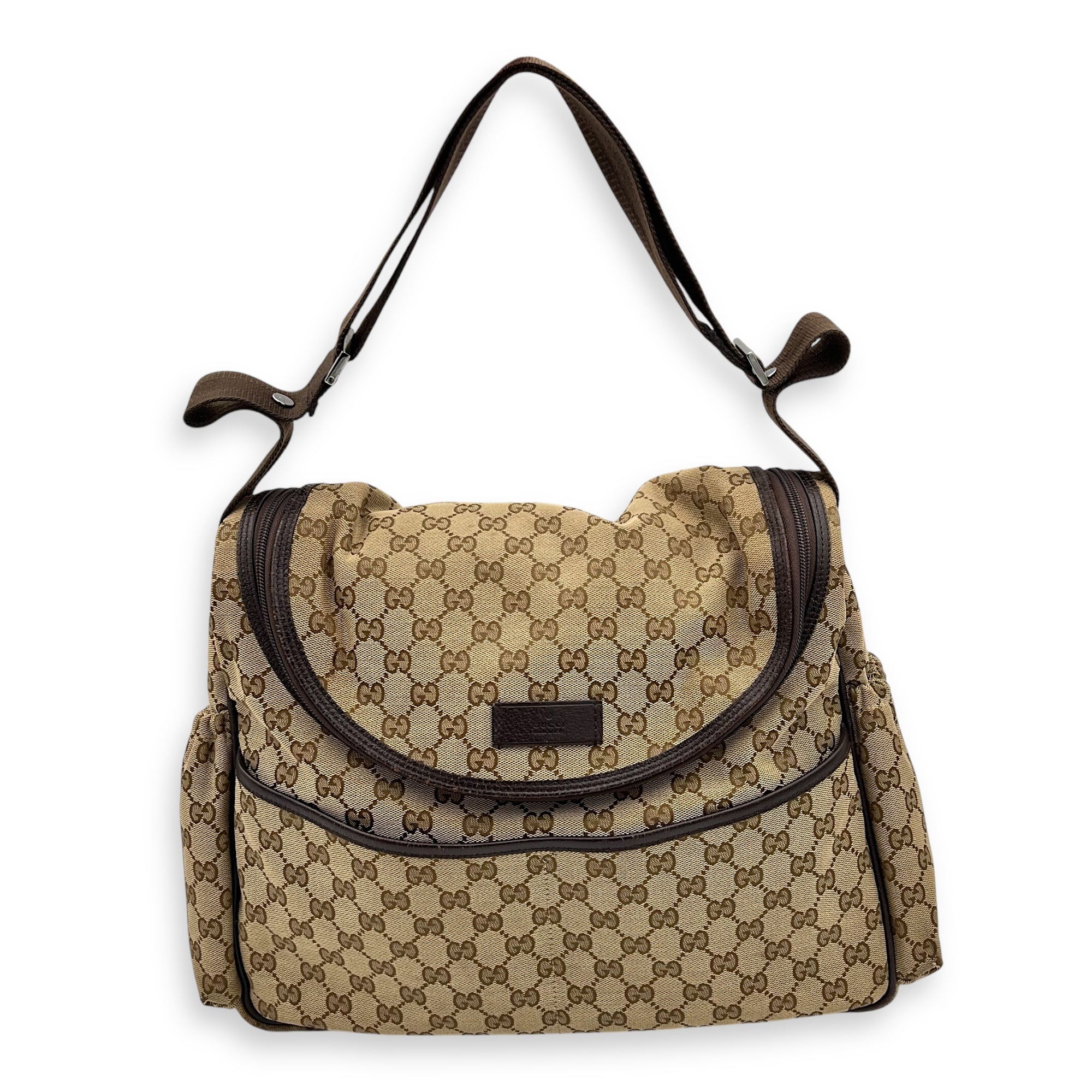 GG Shoulder Bag Brown in Canvas, Silver hardware - Image 20