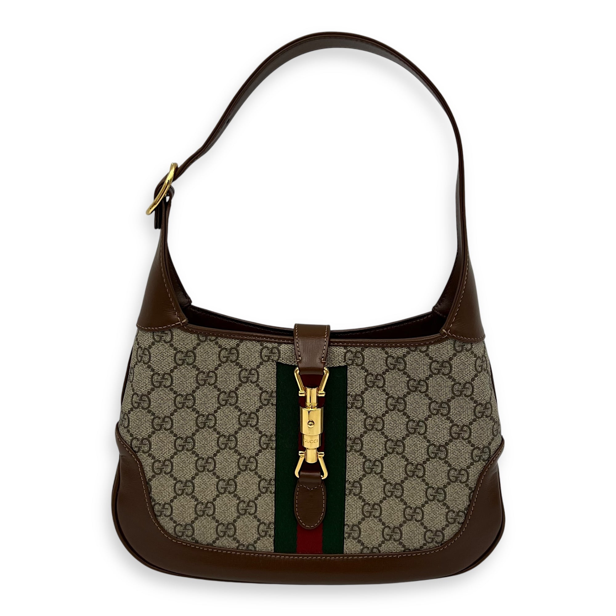 Jackie 1961 Shoulder Bag Brown in Coated Canvas, Gold hardware