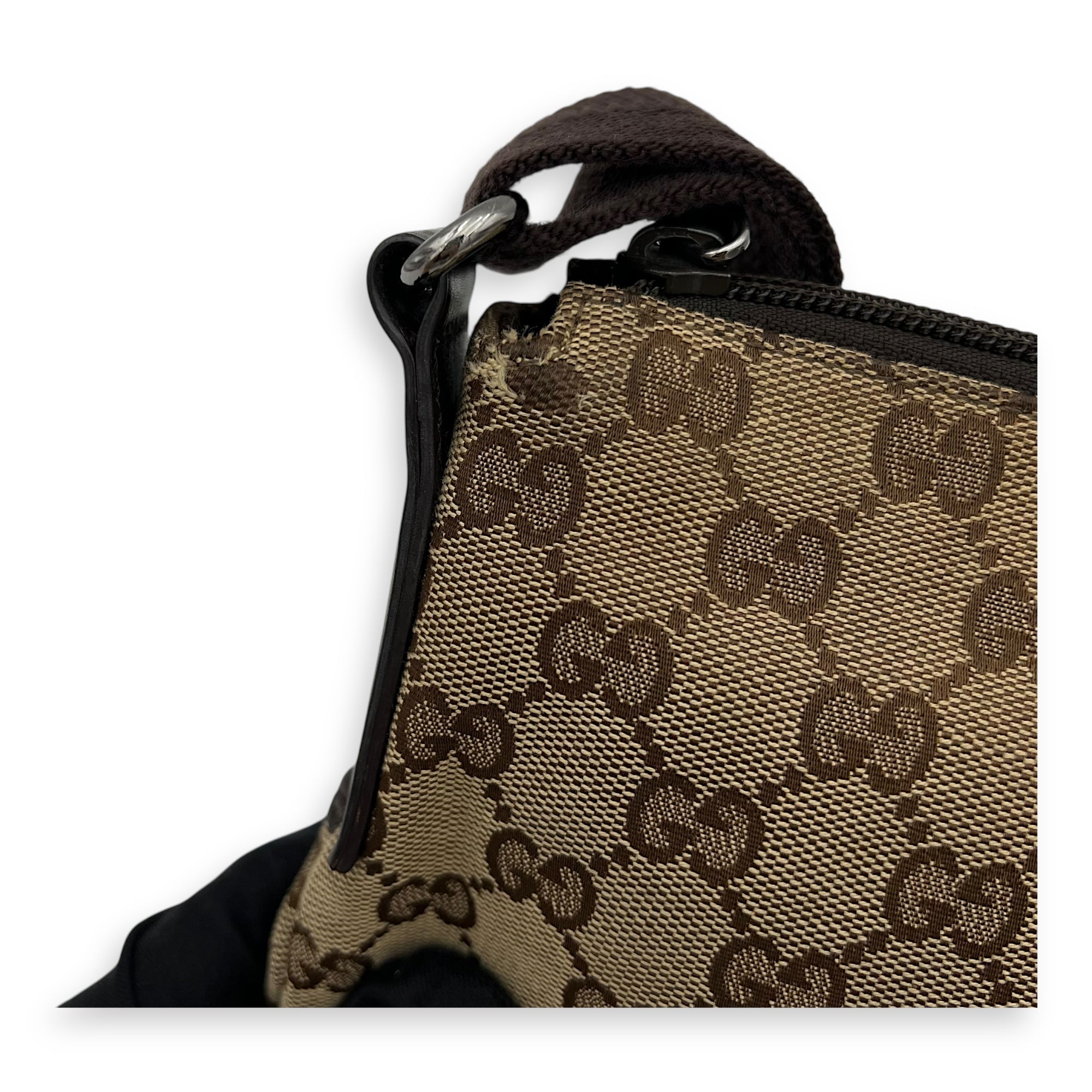 GG Crossbody Bag Brown in Canvas, Silver hardware - Image 13