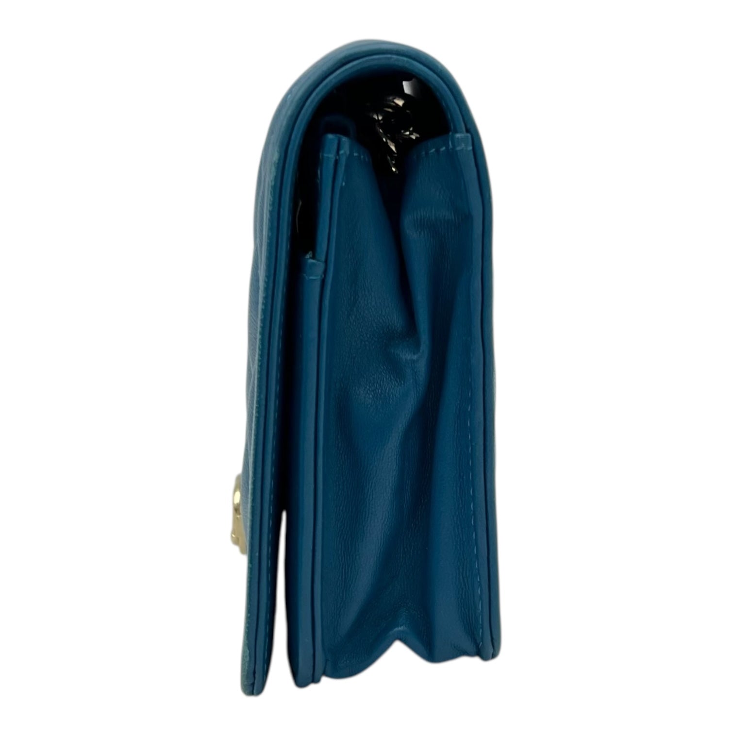 Boy Wallet On Chain Blue in Lambskin, Gold hardware - Image 5