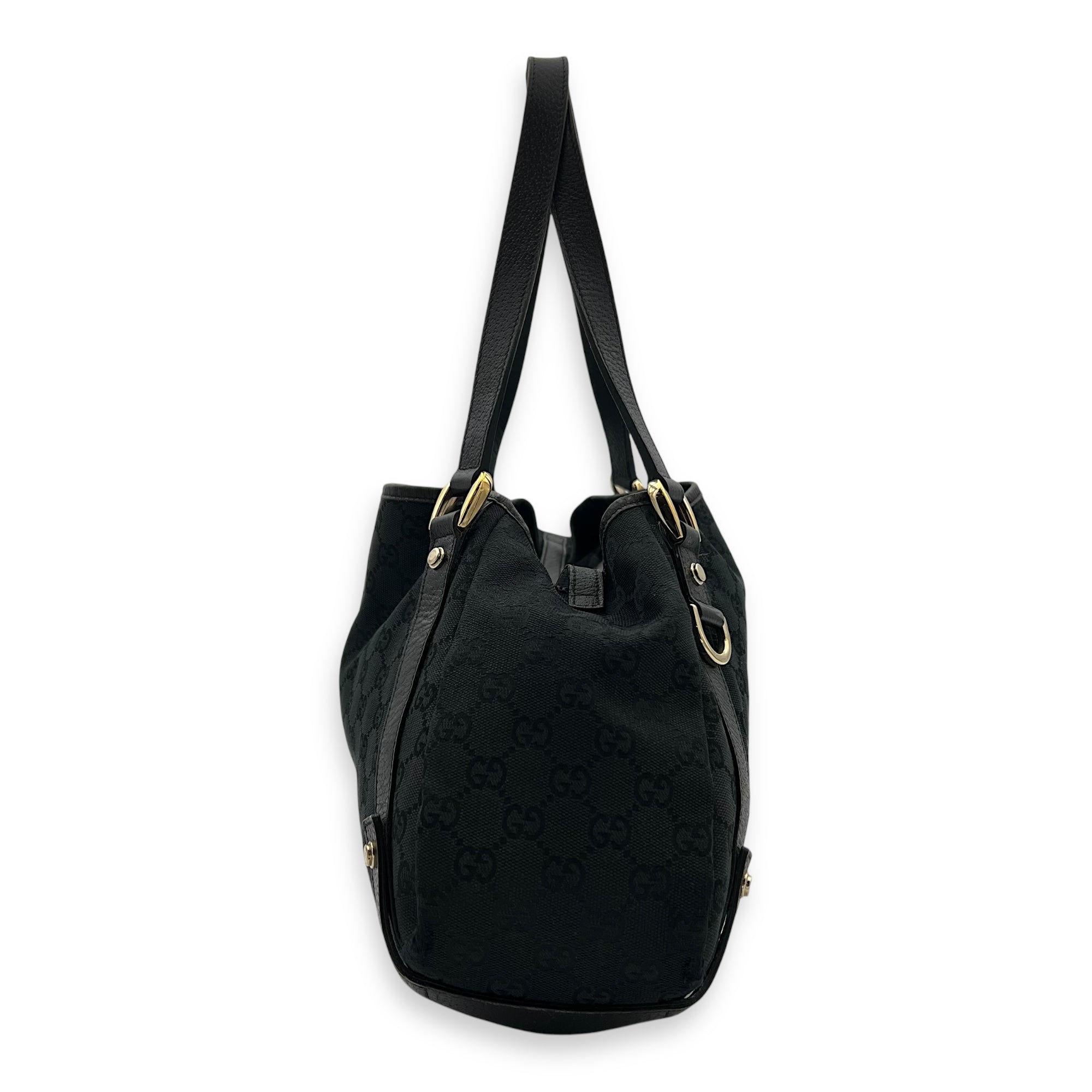 GG Shoulder Bag Black in Canvas, Gold hardware - Image 5