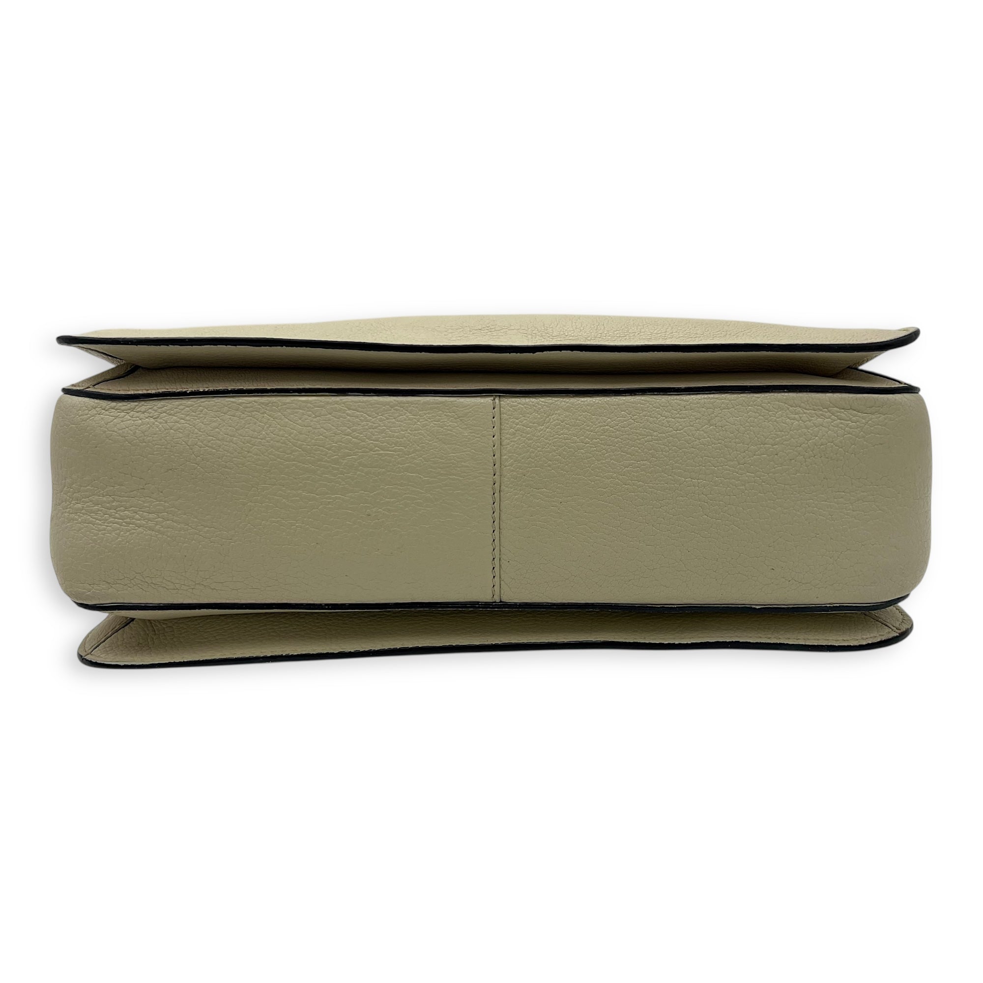 Buckle Top Handle Bag White in Calfskin, Gold hardware - Image 6