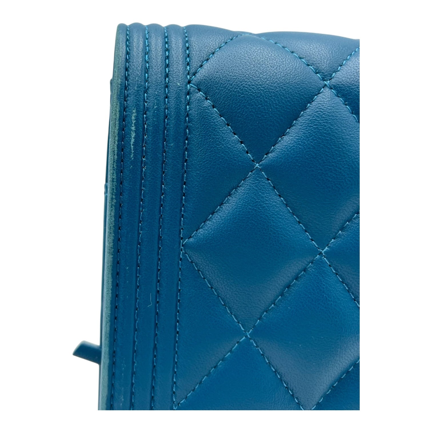 Boy Wallet On Chain Blue in Lambskin, Gold hardware - Image 9