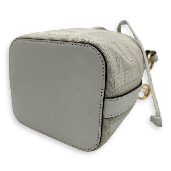 Mon Tresor Mini White Bucket Bag in Canvas, Silver hardware - Image 16