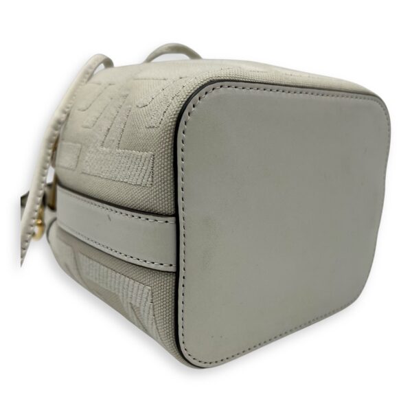 Mon Tresor Mini White Bucket Bag in Canvas, Silver hardware - Image 15