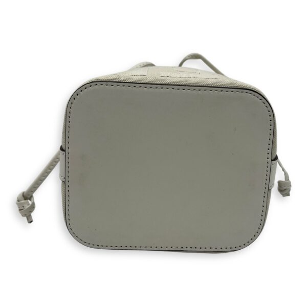 Mon Tresor Mini White Bucket Bag in Canvas, Silver hardware - Image 6
