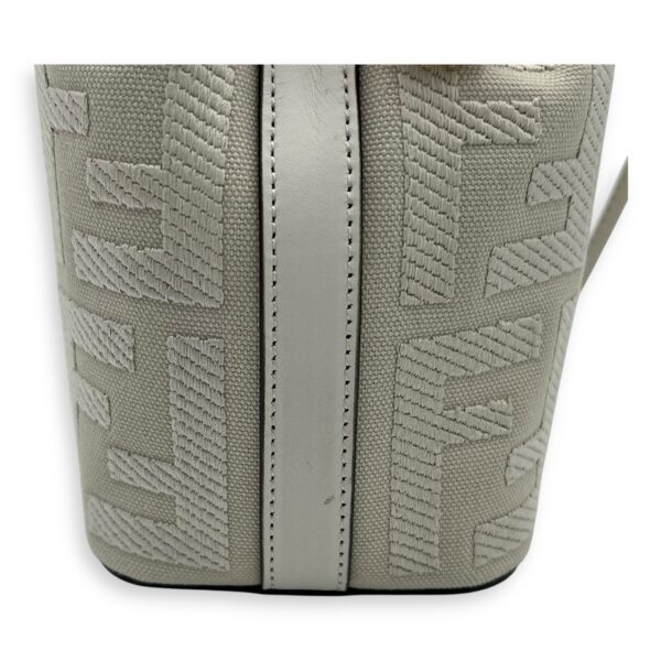 Mon Tresor Mini White Bucket Bag in Canvas, Silver hardware - Image 14