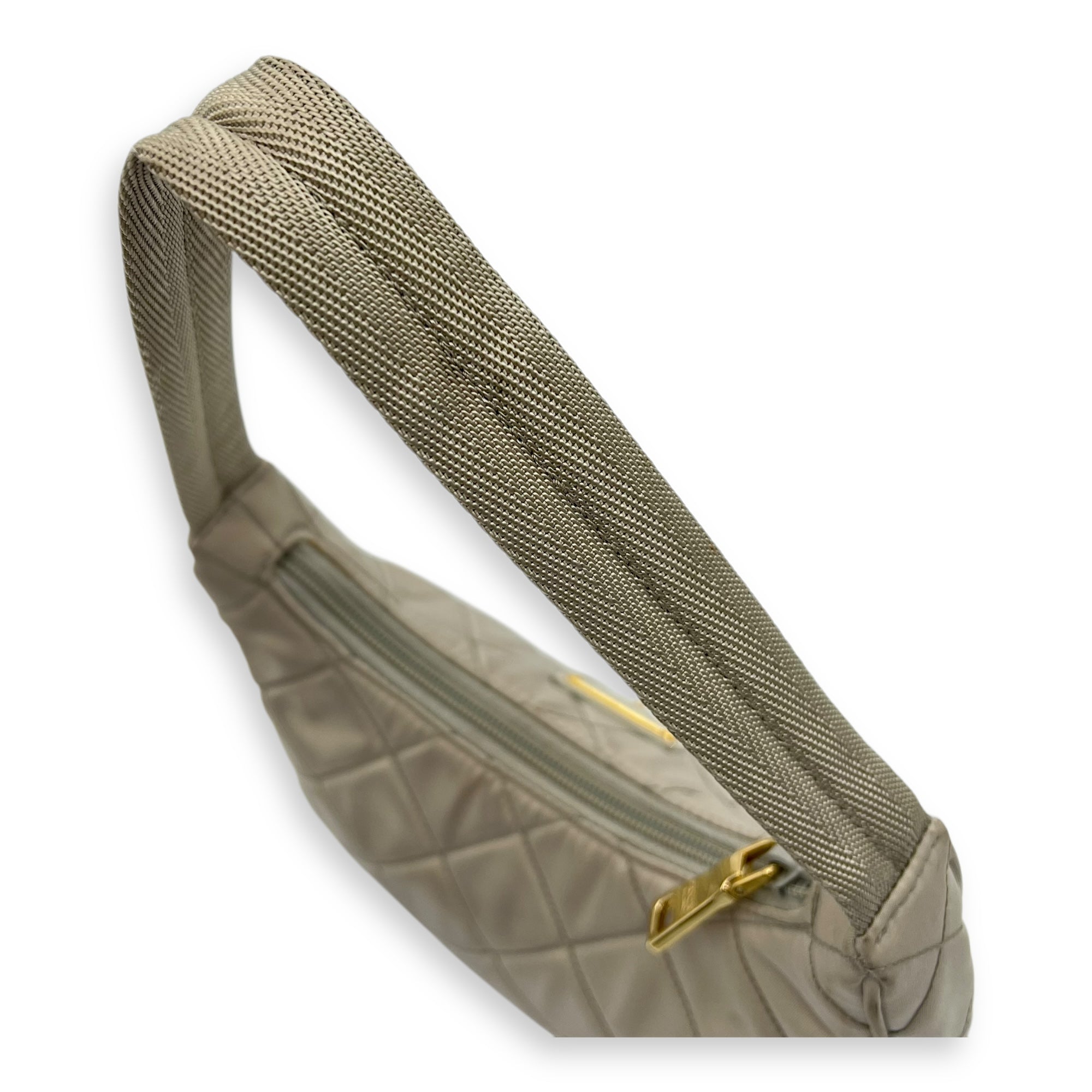 Re-Edition Shoulder Bag Beige in Re-Nylon, Gold hardware - Image 8