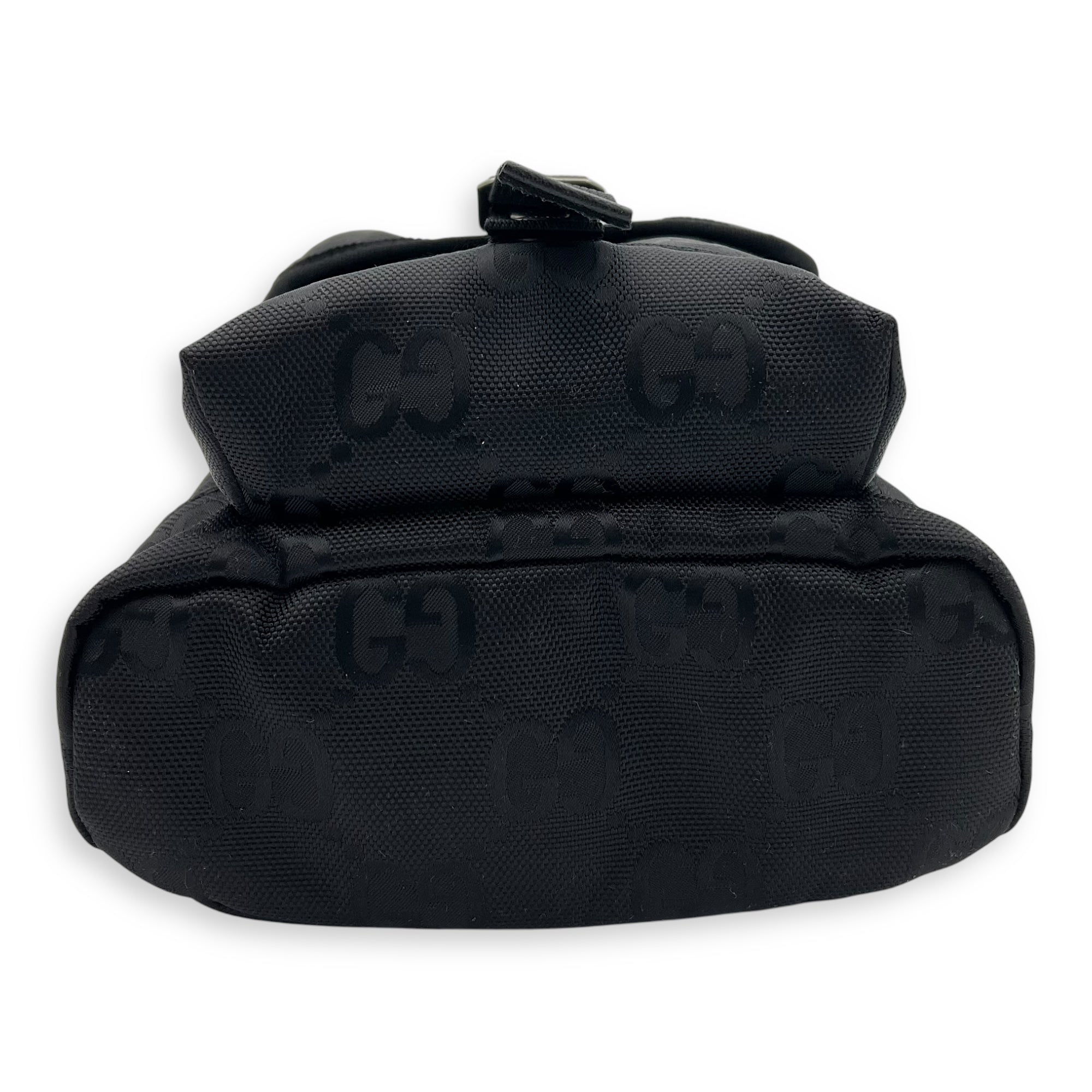 GG Backpack Black in Nylon, Silver hardware - Image 6