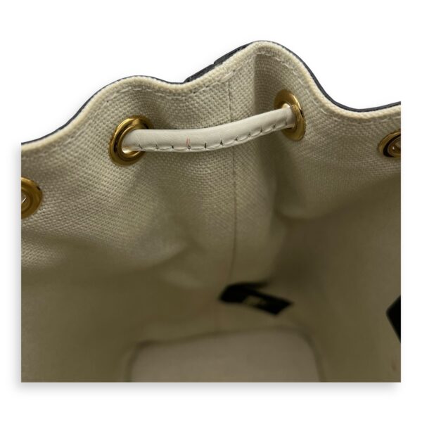Mon Tresor Mini White Bucket Bag in Canvas, Silver hardware - Image 8