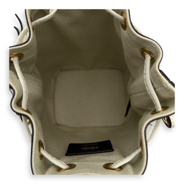 Mon Tresor Mini White Bucket Bag in Canvas, Silver hardware - Image 7
