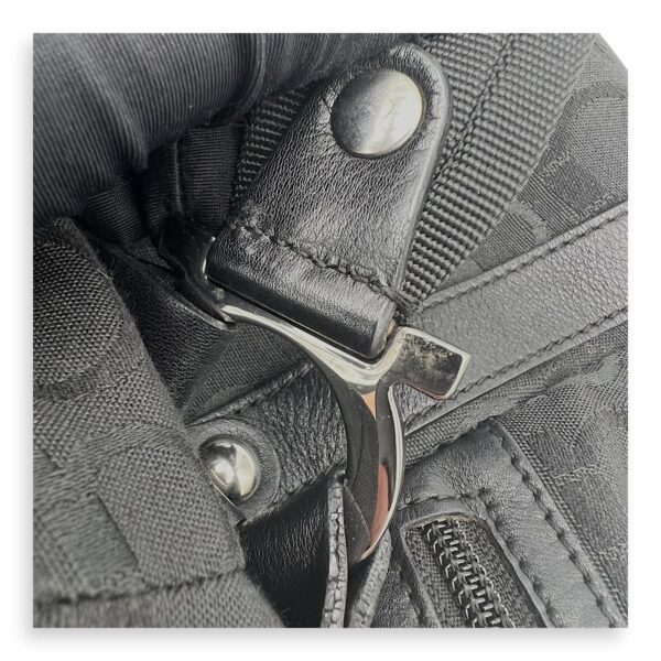 Vintage Black Shoulder Bag in Canvas, Silver hardware - Image 10