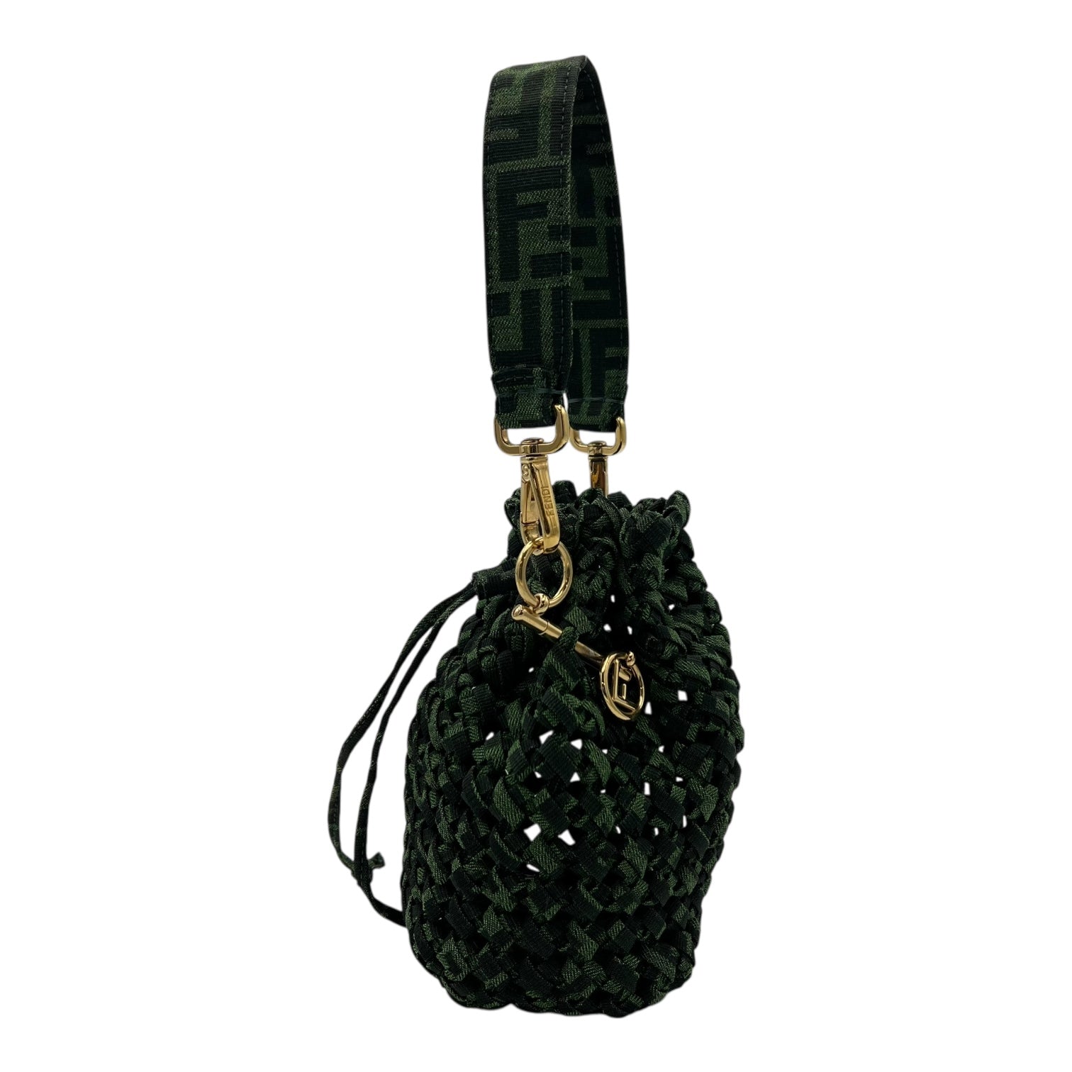 Mon Tresor Crossbody Bag Green in Canvas, Gold hardware - Image 4