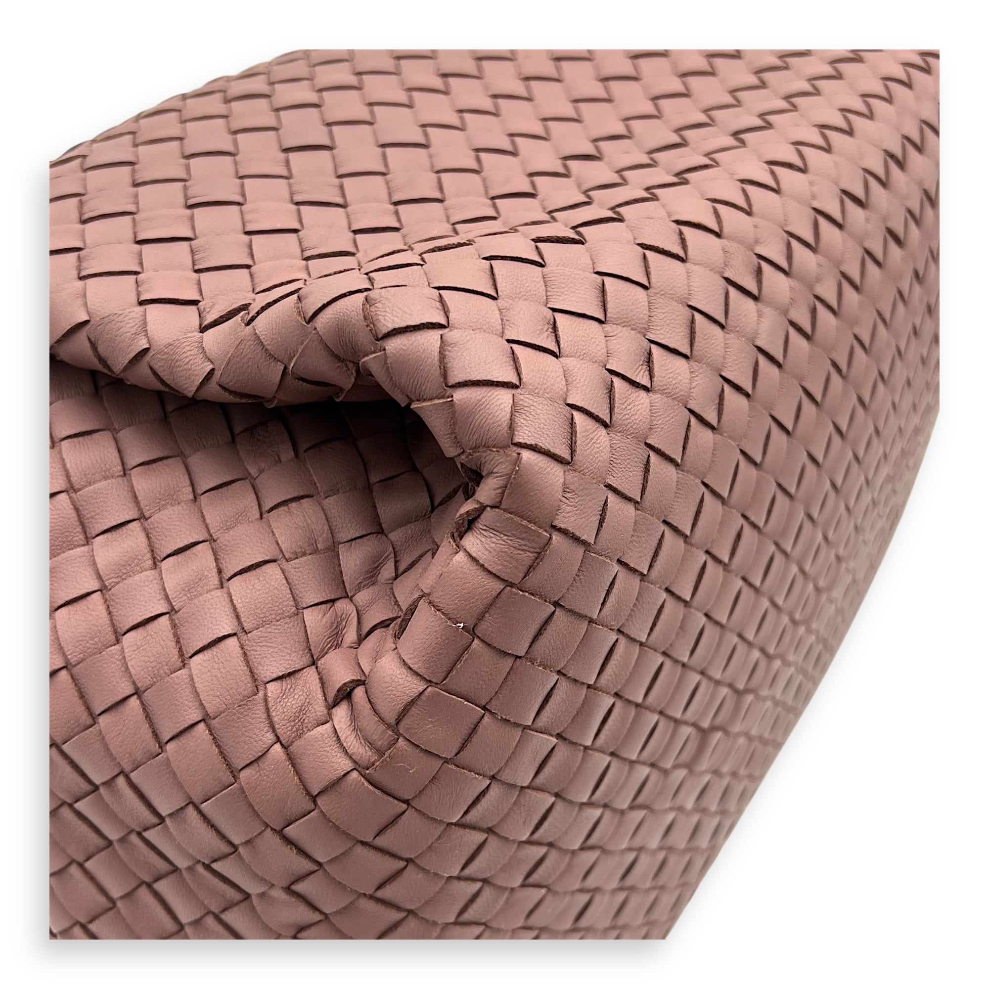 Intrecciato Shoulder Bag Pink in Calfskin, Ruthenium hardware - Image 8