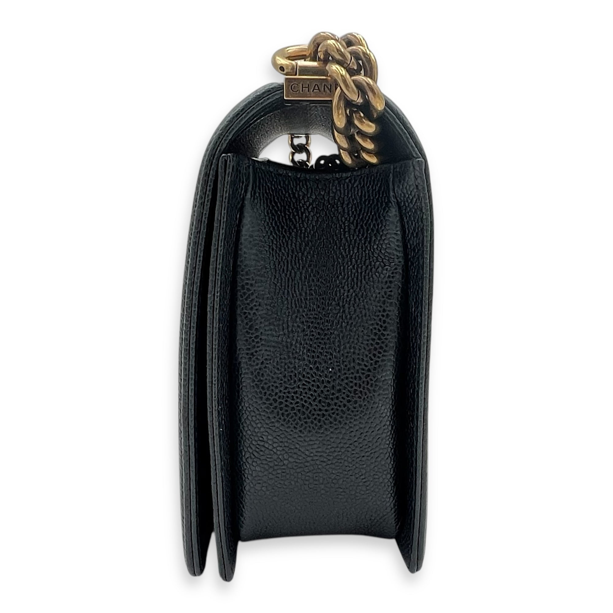 Boy Shoulder Bag Medium Blue in Caviar Leather, Gold hardware - Image 5