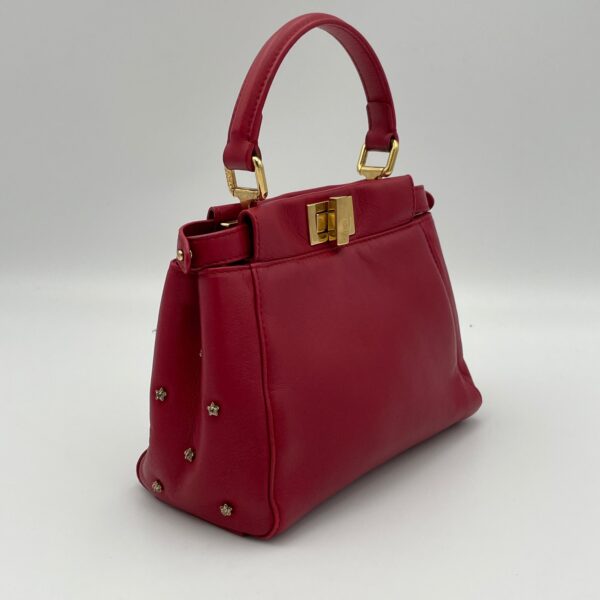 Peekaboo Red Top Handle Bag in Calfskin, Gold hardware - Image 4