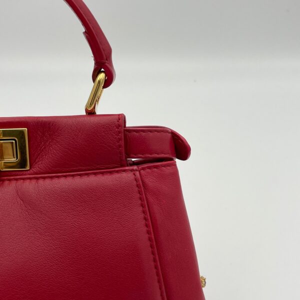 Peekaboo Red Top Handle Bag in Calfskin, Gold hardware - Image 10