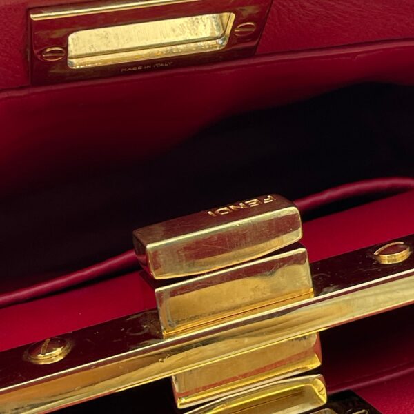 Peekaboo Red Top Handle Bag in Calfskin, Gold hardware - Image 12