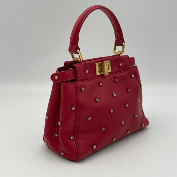 Peekaboo Red Top Handle Bag in Calfskin, Gold hardware - Image 5