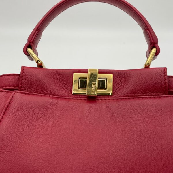 Peekaboo Red Top Handle Bag in Calfskin, Gold hardware - Image 8